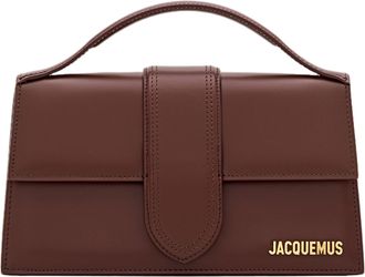 Jacquemus Structured Brown Leather Shoulder Bag With Engraved Clasp
