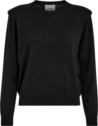 Minus Effen Gebreide Trui Zwart Eco Vero - Dames - Ronde hals truien - Zwart - XS - Truien & Vesten