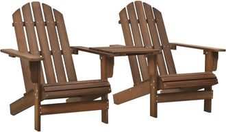 vidaXL Vidaxl - Sillas Adirondack De Jard&iacute;n Y Mesita Madera Maciza Abeto Marr&oacute;n