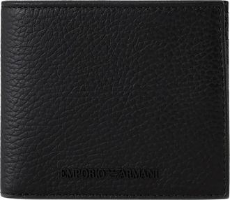 Emporio Armani Leren Portemonnee - Heren - Portefeuilles - Zwart - ONE Size - Leer - Accessoires