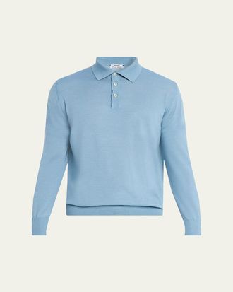 Cesare Attolini Mens Solid Cashmere Polo Sweater
