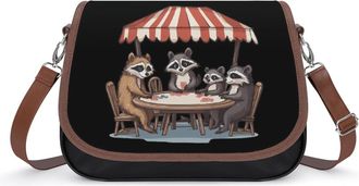 Generic Raccoons Animal Poker Small Womens Crossbody Bags Shoulder Handbag with Adjustable Strap for Travel