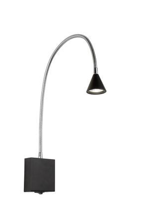 Lucide L&aacute;mpara de cabecera de metal con 1 led integrado, negro