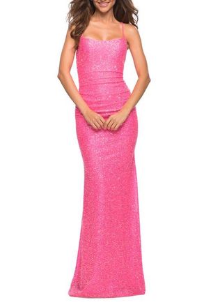 La Femme Unique Soft Sequin Dress in Neon Pink at Nordstrom, Size 12