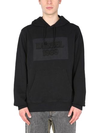 Diesel Black Logo Hood Sweatshirts