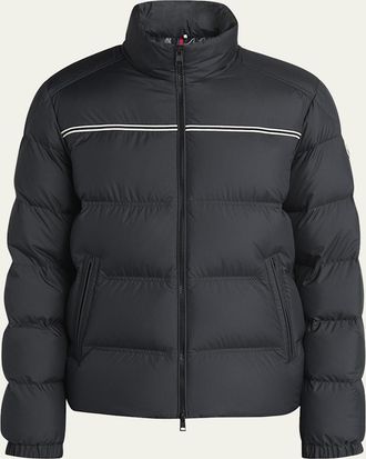 Moncler Mens Bouvaque Tricolor-Trim Down Jacket