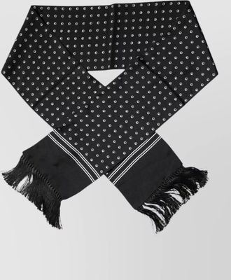 Dolce & Gabbana silk polka-dot skinny fringed scarf