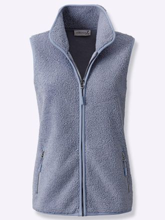 Casual Looks Fleeceweste CASUAL LOOKS, Damen, Gr. 38, blau (taubenblau), 100% Polyester, unifarben, Westen Fleeceweste