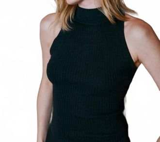 Autumn Cashmere Rib Mock Neck Halter Top In Juniper