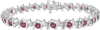 House of Brilliance 925 Sterling Silver Lab-Grown Birthstone and 1/6 Cttw Round Diamond Tennis Bracelet