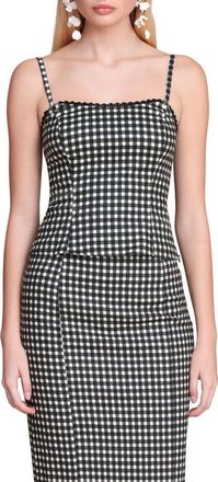 Avec Les Filles Peplum Camisole in Black/Cream Gingham at Nordstrom, Size X-Small