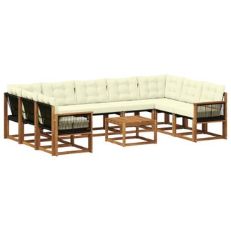vidaXL Conjunto De Sof&aacute;s De Exterior Con Coj&iacute;n 10 Pcs Natural Y Crema Vidaxl