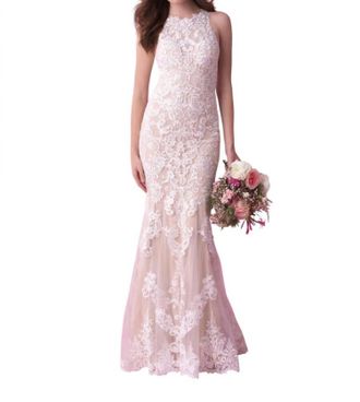 Allure Bridals Lace Wedding Dress In Champagne/ivory