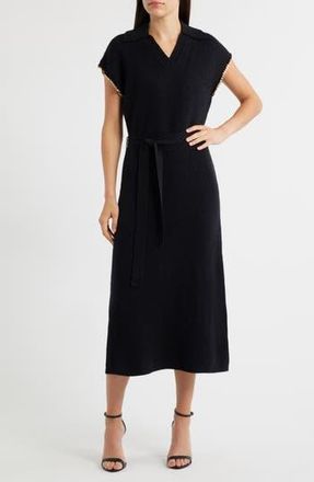 ZOE AND CLAIRE Chain Trim Tie Belt Midi Dress in Black at Nordstrom Rack, Size X-Small