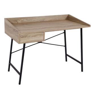 Hhg Escritorio Hhg-811, Mesa De Oficina Escritorio De Ordenador, Caj&oacute;n Estructura 3d 98x114x60cm Mvg-certificado, Aspecto Roble