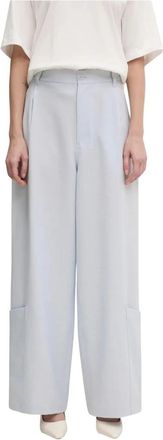 Yohji Yamamoto Sport Uniform Wijde Pijpen Broek - Dames - Wijde Broeken - Grijs - M - Polyester - Broeken