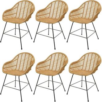 Hhg Hhg - Juego De 6 Silla De Comedor 086, Silla De Cocina Silla De Mimbre Silla De Rat&aacute;n, Kubu Rat&aacute;n Metal