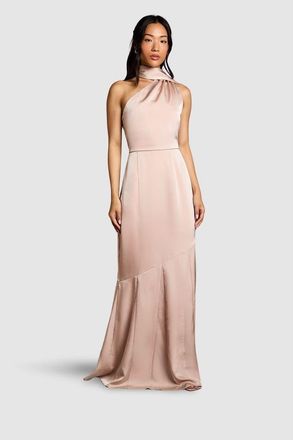 Coast Satin One Shoulder Maxi Dress in Blush at Nordstrom, Size 14