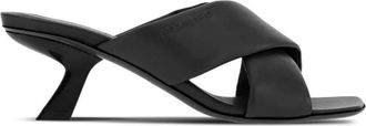 Ferragamo Crossover Strap Mules - Dames - Muiltjes - Zwart - 37 1/2 EU - Leer - Schoenen