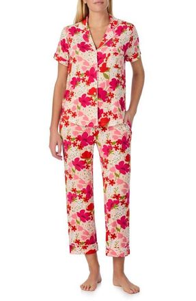 Kate Spade New York print crop pajamas in Pink Floral Multi at Nordstrom, Size Medium