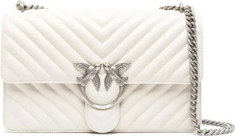 Pinko Witte leren schoudertas - Dames - Schoudertassen - Wit - ONE Size - Leer - Tassen