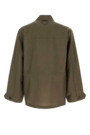 Prada Mens Olive Green Mohair Blend Jacket Militare Exterior: Virgin Wool Giubbini