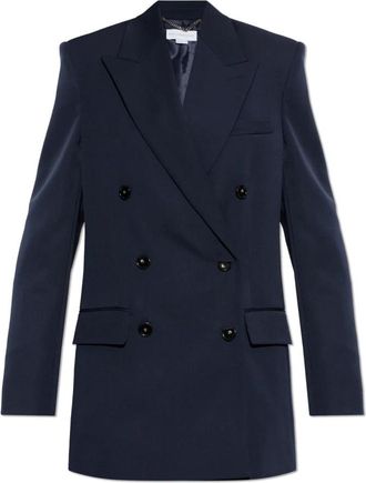 Stella McCartney Wool Double-Breasted Blazer - Dames - Blazers - Blauw - M - Wol - Jassen