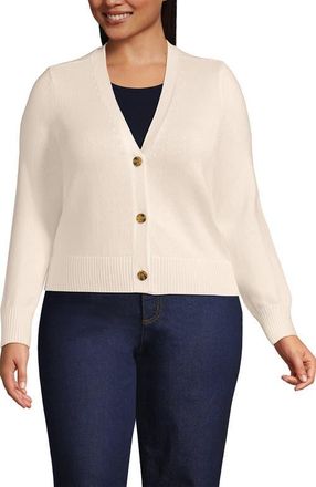 Lands End Plus Size Drifter Vneck Dress Cardigan Sweater in Fresh Ivory at Nordstrom, Size 1X