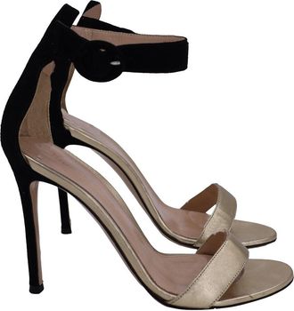 Gianvito Rossi Womens Leather Portofino Ankle-Strap Sandal, Size It | 37 (Authentic Pre-Loved)