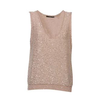 Max Mara Tops, Dames, Roze, L, Katoen, Acaici Sequinned Top