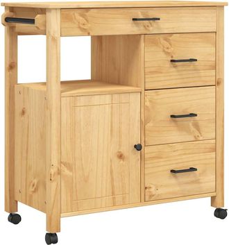 vidaXL Carrito De Cocina Monza Madera Maciza De Pino 84x40x90 Cm Vidaxl