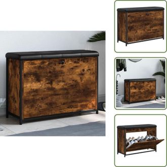 vidaXL Panca salotto - vidaXL Panca Portascarpe Cassetto Ribaltabile Rovere Fumo 82x32x56cm - Cassetto portaoggetti