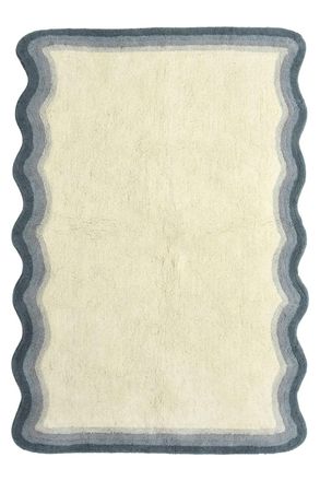 AFK Living Alfombra infantil de algod&oacute;n lavable a m&aacute;quina azul 160 x 230 cm