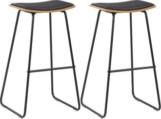 vidaXL Vidaxl - Taburetes De Cocina 2 Unidades Cuero Sint&eacute;tico Negro