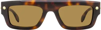 Alexander McQueen AM0427S Flat-Top Rectangular Sunglasses - Havana