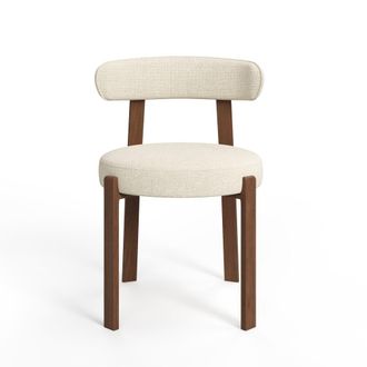 Sia Home Lote de 2 sillas de terciopelo chenilla crema con patas de nogal