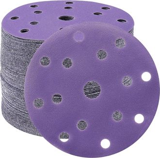 OEM Discos Abrasivos De 150 Mm, Papel De Lija De Grano 180, 50 Piezas, 15 Agujeros, Discos De Lijado Para Lijadoras Orbitales Aleatorias (morado)