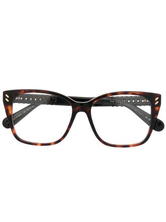 Stella McCartney woven-arm square-frame glasses - women - Acetate/Metal (Other) - 54 - Brown
