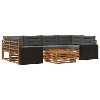 vidaXL Conjunto De Sof&aacute;s De Exterior 7 Uds. Natural Y Antracita Vidaxl