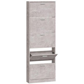 vidaXL Shoe Cabinet Concrete Grey 59x17x169 cm Engineered Wood Vidaxl