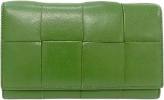 Bottega Veneta Pre-owned Calf Long Wallet - Dames - Vintage Accessoires - Groen - ONE Size - Leer - Vintage
