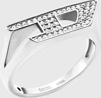 Diesel Stainless steel glitz signet ring - Rings - Unisex - Silver