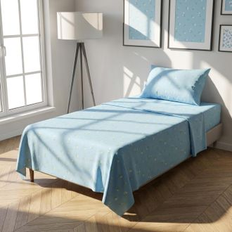 KASANOVA Completo letto 1 piazza e mezza fiorellini azzurro
