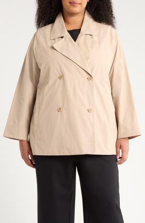 Eileen Fisher Organic Cotton Blend Crop Trench Coat in Wheat at Nordstrom, Size 3X