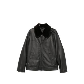 Brioni Shearling-collar Leather Jacket