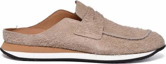OFF PLAY Beige Textured Strap Suede Mules