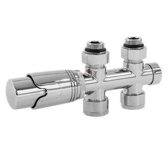 ECD Germany Ecd Germany - Kit De Conexi&oacute;n Central Termostato Para Radiadores - Cromo 50mm - Juego De Conexi&oacute;n Para Separaci&oacute;n De Tuber&iacute;as - 5 Niveles Ajustables, 