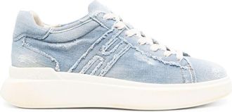 Hogan distressed denim sneakers - men - Calf Leather/Rubber/Cotton/Fabric - 9,5 - Blue