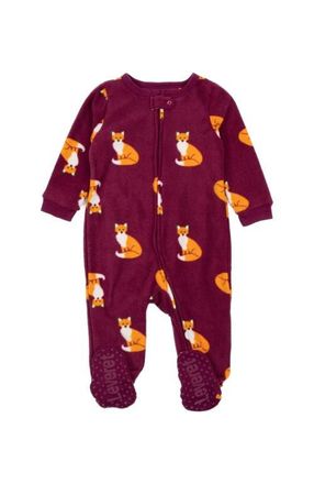 Leveret Kids Fleece Footed Printed Holiday Pajamas in Fox at Nordstrom, Size 2T