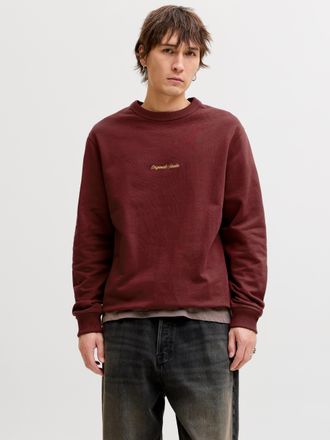 Jack & Jones Sweatshirt JACK & JONES JORNORREBRO EMB SWEAT CREW NOOS, Herren, Gr. XL, cabernet, angeraute Sweatware, Obermaterial: 89% Baumwolle, 11% Polyester, be